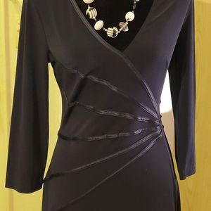 Beautiful slim fitting rushing black dress